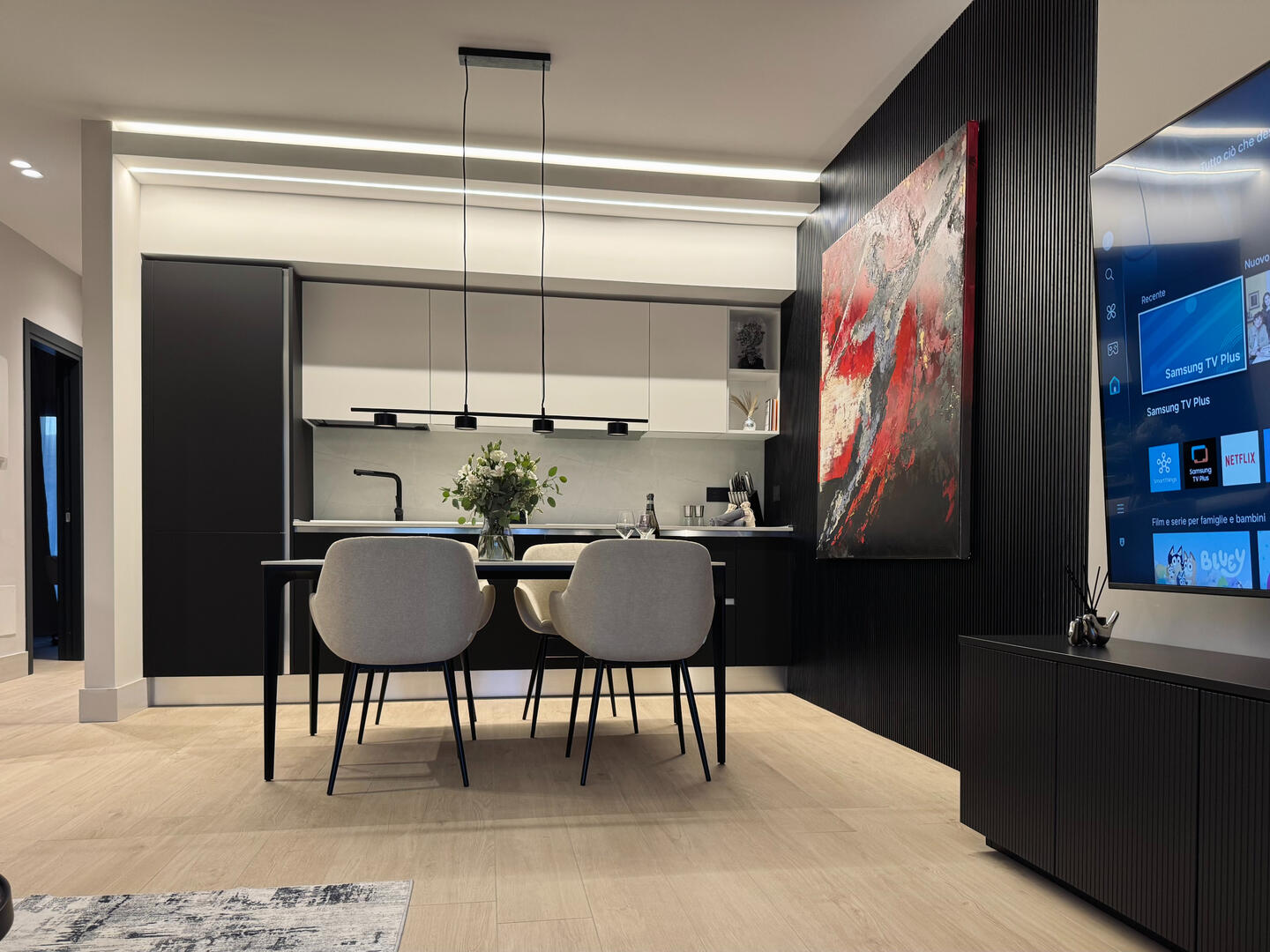 Loads of space and only the finest furniture and high-end finish, huge 75&quot; TV.